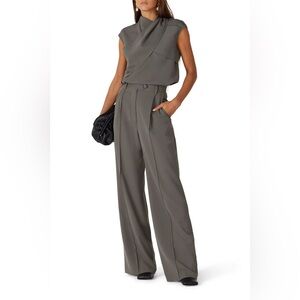 Beaufille Burnell Wide Leg High Rise Trousers Grey Women's Size 8 career‎ office